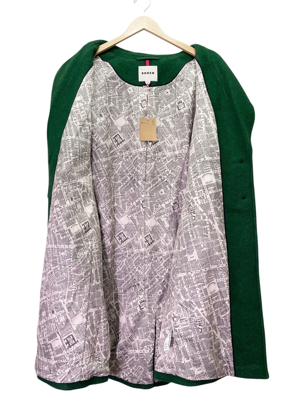NWT Boden Edinburgh Wool Coat US 20-22R Emerald Green Long Overcoat - Picture 9 of 16